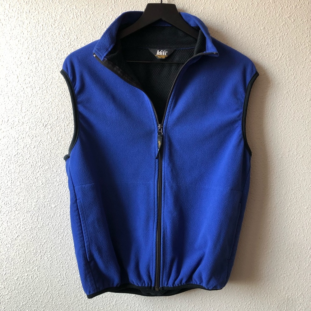 VTG 90s REI Blue Fleece Vest Mock Neck Gorpcore Cabin Retro Minimalist Ski